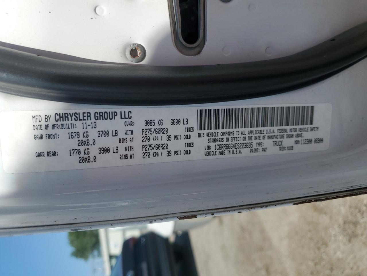 2014 Ram 1500 Slt VIN: 1C6RR6GG4ES223695 Lot: 70108315