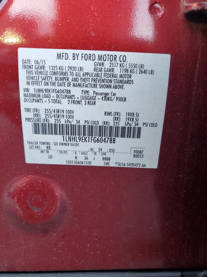 2015 Lincoln Mks VIN: 1LNHL9EK1FG604788 Lot: 70561565