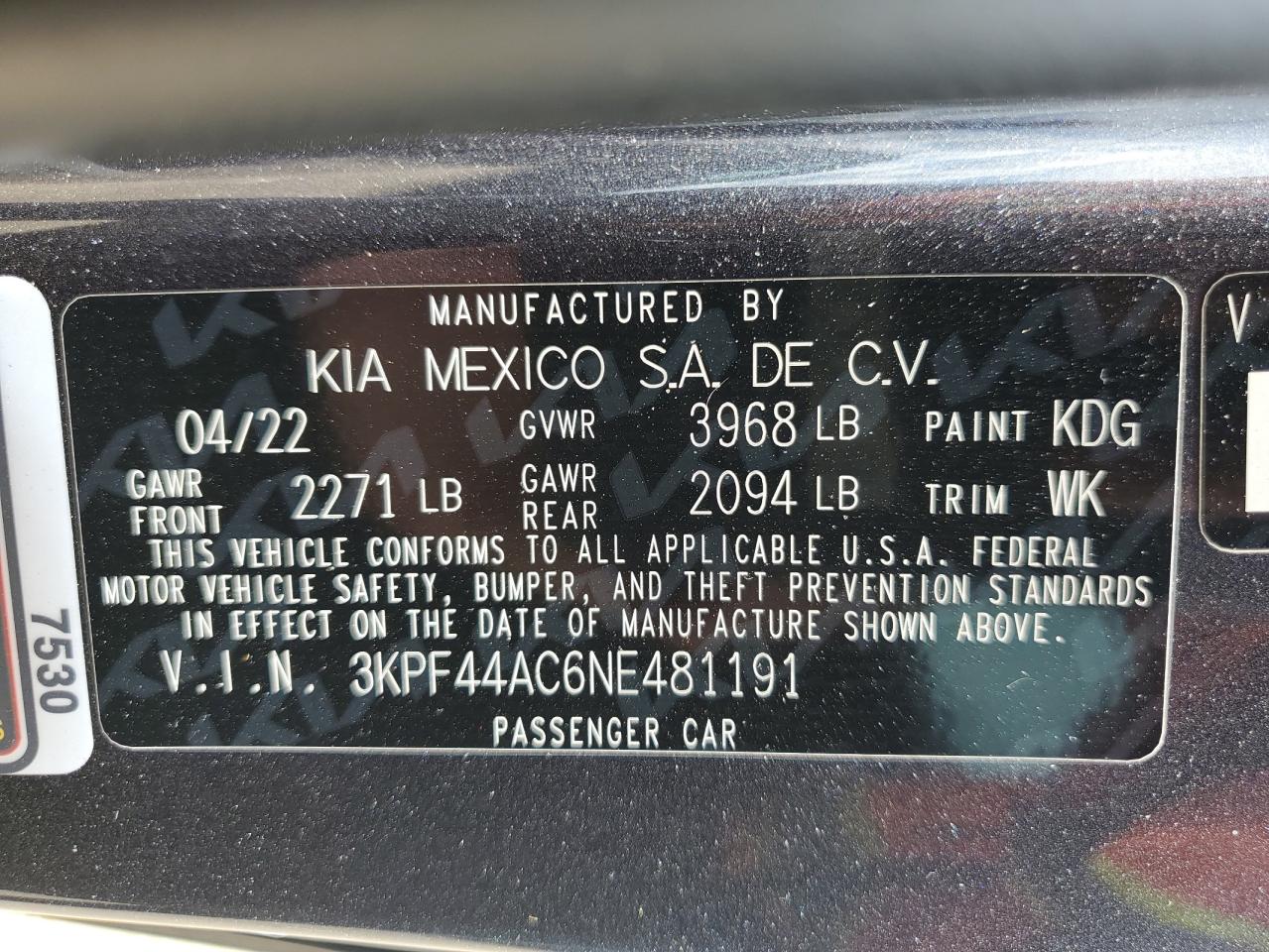 2022 Kia Forte Gt VIN: 3KPF44AC6NE481191 Lot: 69919185