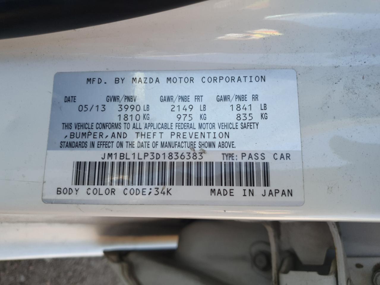 2013 Mazda 3 I VIN: JM1BL1LP3D1836383 Lot: 68472535