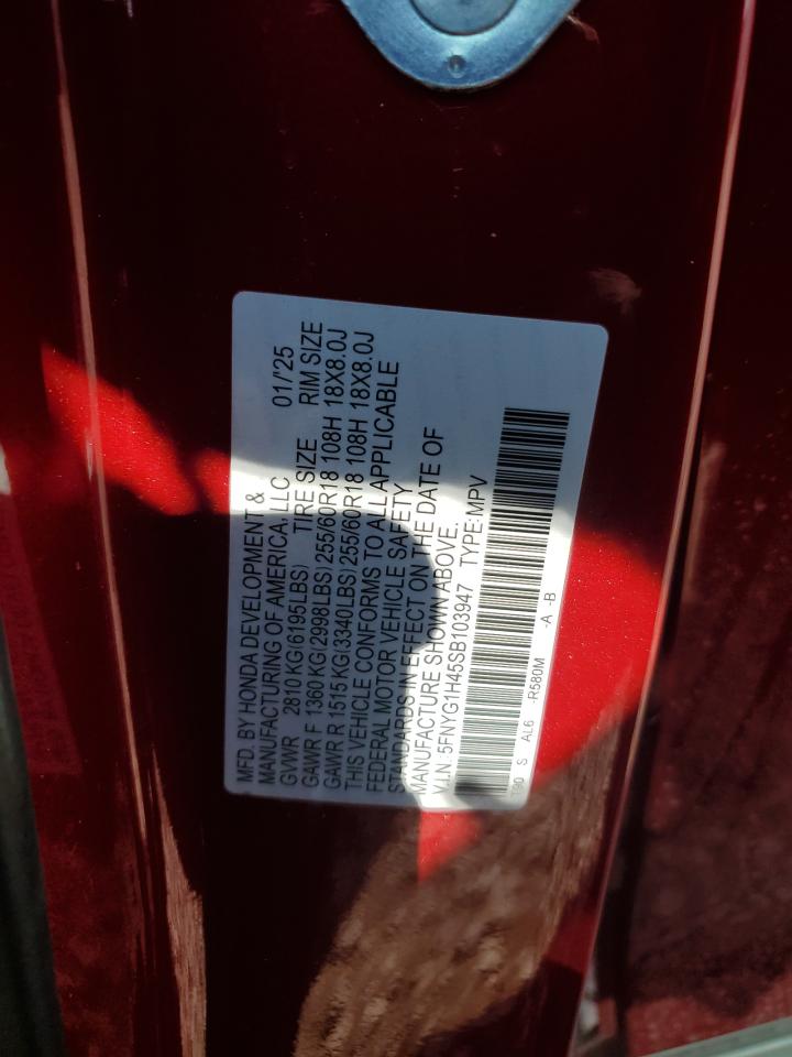 2025 Honda Pilot Exl VIN: 5FNYG1H45SB103947 Lot: 69037715
