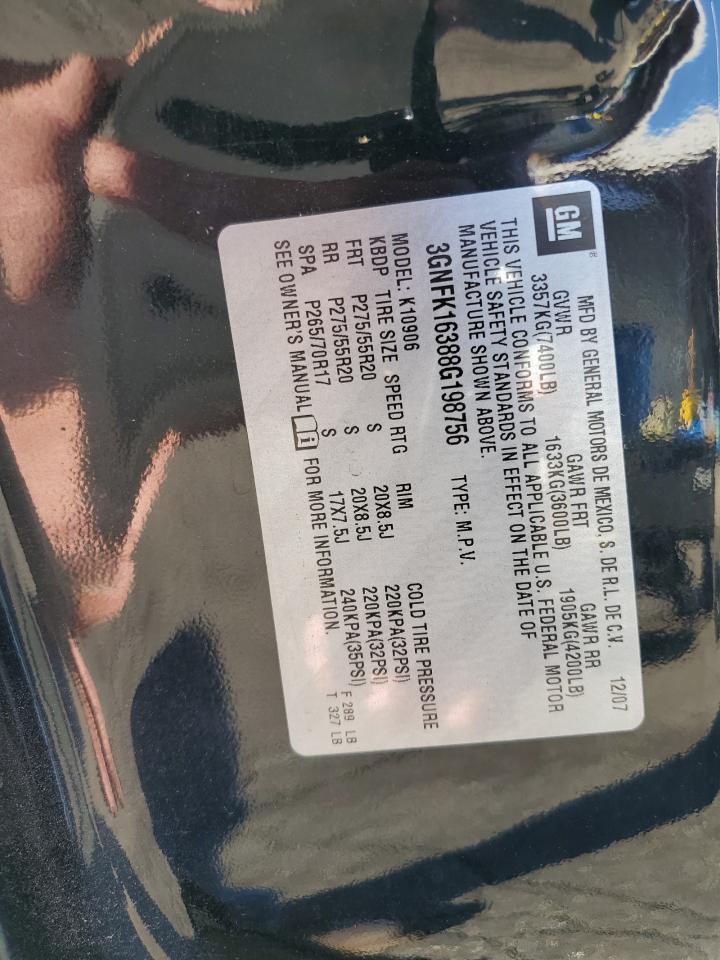 2008 Chevrolet Suburban K1500 Ls VIN: 3GNFK16388G198756 Lot: 71274315