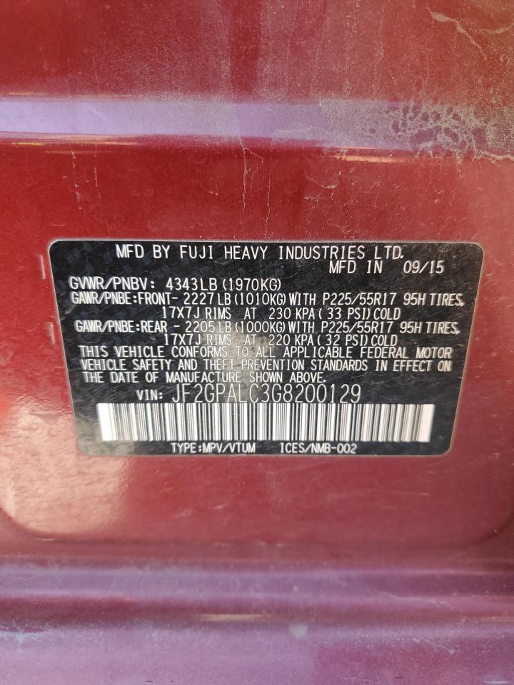 2016 Subaru Crosstrek Limited VIN: JF2GPALC3G8200129 Lot: 69775055