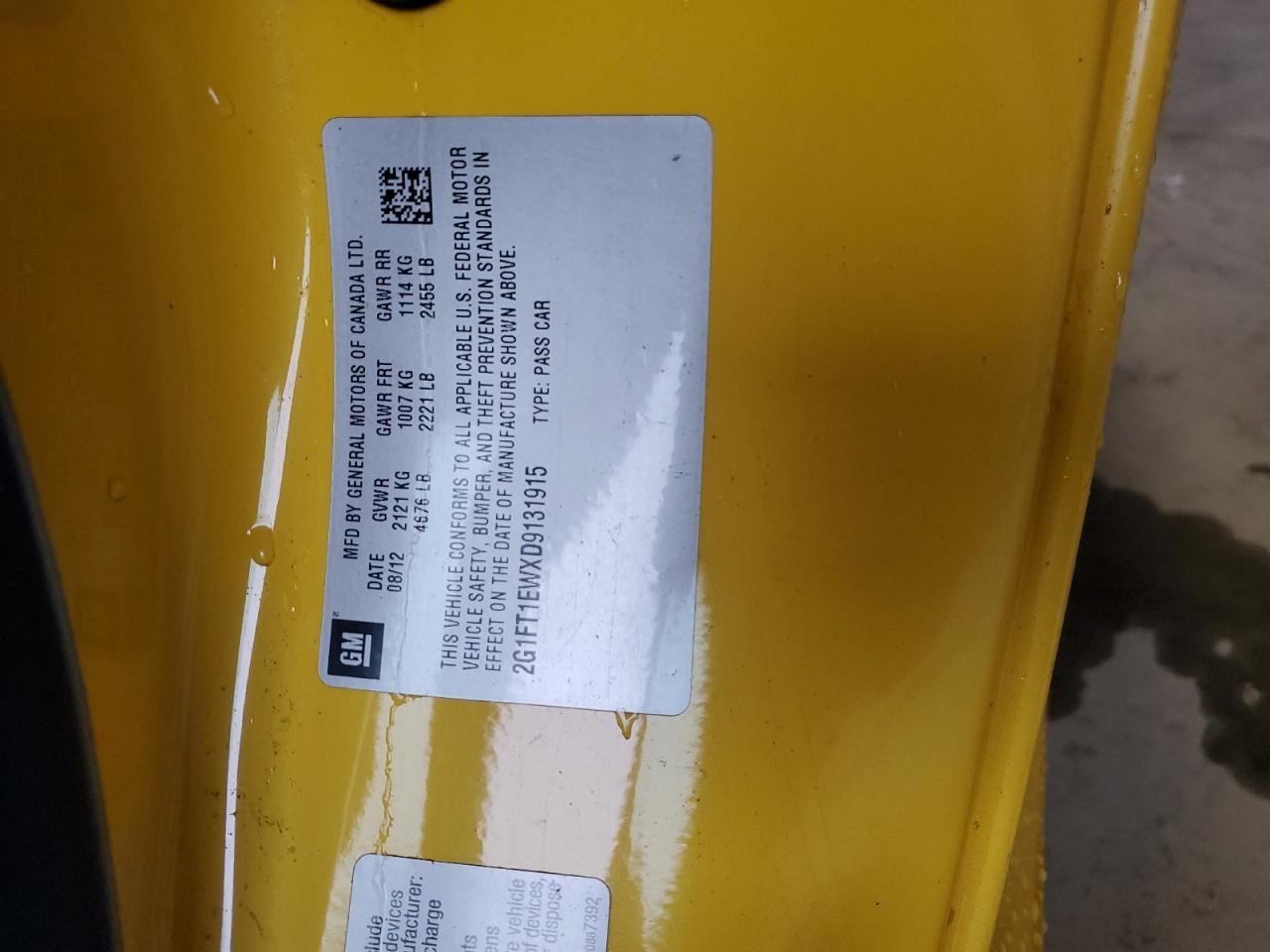 2013 Chevrolet Camaro 2Ss VIN: 2G1FT1EWXD9131915 Lot: 69441305