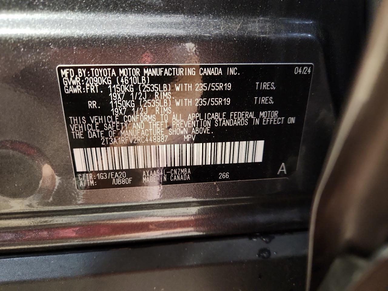 2024 Toyota Rav4 Xle Premium VIN: 2T3A1RFV2RC448887 Lot: 69235295