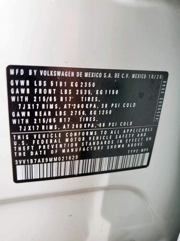 2021 Volkswagen Tiguan S VIN: 3VV1B7AX9MM021629 Lot: 69080865