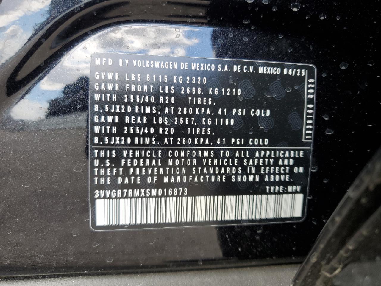 2025 Volkswagen Tiguan Se R-Line Black VIN: 3VVGR7RMXSM016873 Lot: 70466495