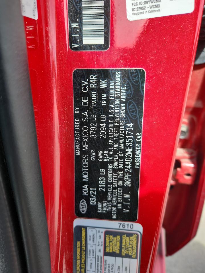 2021 Kia Forte Fe VIN: 3KPF24AD2ME351714 Lot: 70388265