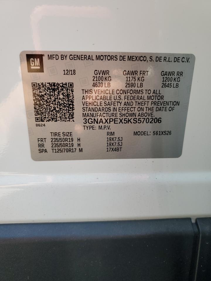 2019 Chevrolet Equinox Premier VIN: 3GNAXPEX5KS570206 Lot: 69102525