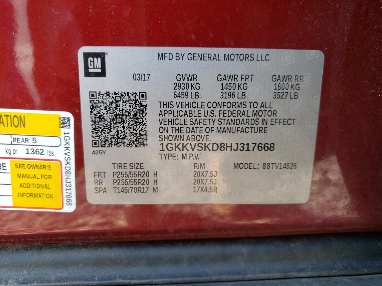 2017 GMC Acadia Limited Slt-2 VIN: 1GKKVSKD8HJ317668 Lot: 67192695