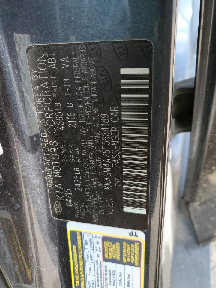 2015 Kia Optima Lx VIN: KNAGM4A75F5634189 Lot: 70198835