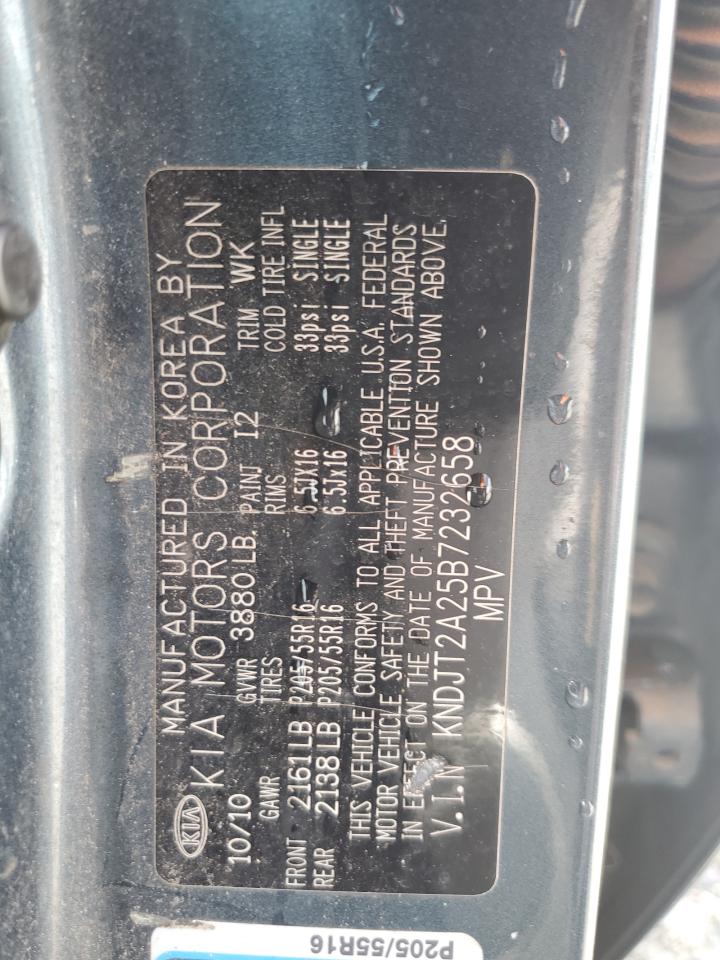 2011 Kia Soul + VIN: KNDJT2A25B7232658 Lot: 68711315