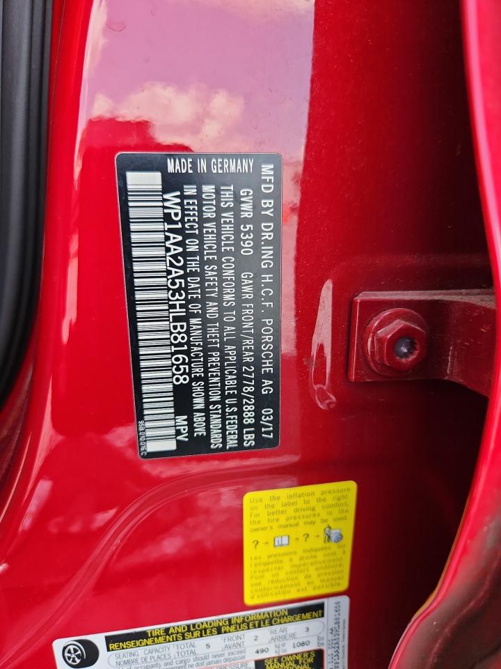 2017 Porsche Macan VIN: WP1AA2A53HLB81658 Lot: 69100635