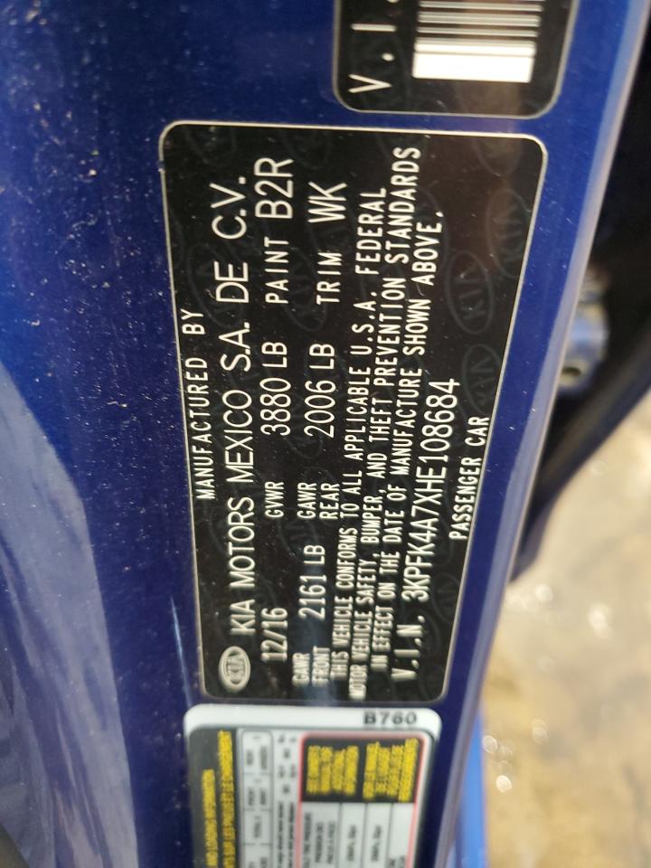 2017 Kia Forte Lx VIN: 3KPFK4A7XHE108684 Lot: 67540225