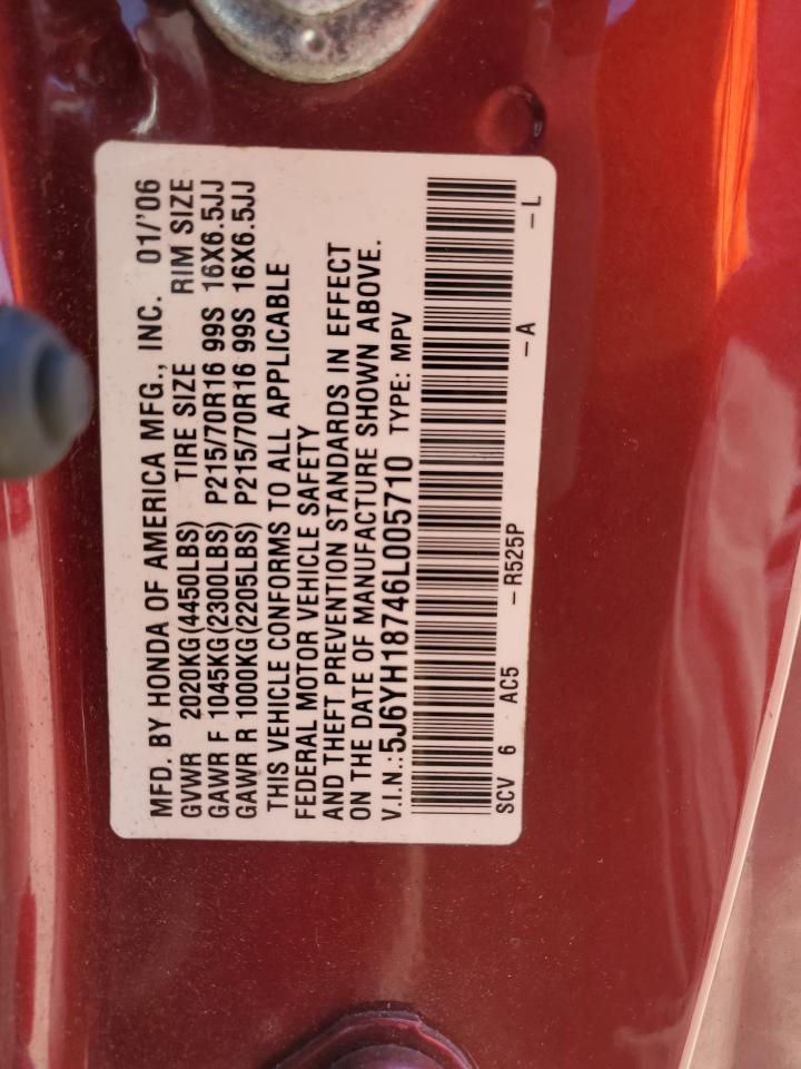 2006 Honda Element Ex VIN: 5J6YH18746L005710 Lot: 70493835