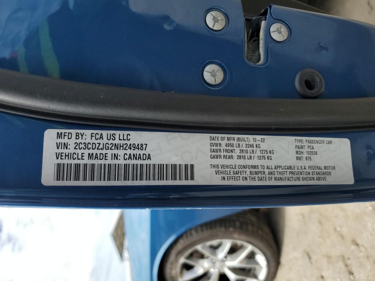 2022 Dodge Challenger Gt VIN: 2C3CDZJG2NH249487 Lot: 70325535