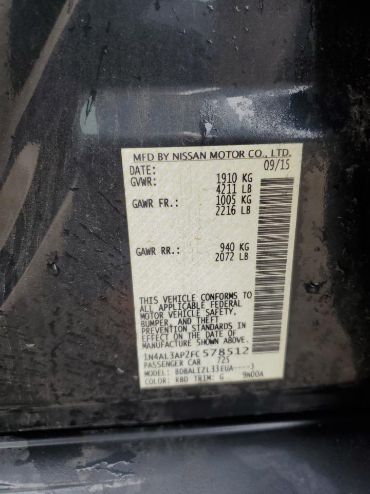 2015 Nissan Altima 2.5 VIN: 1N4AL3AP2FC578512 Lot: 69195945