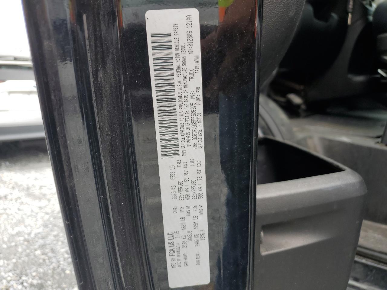 2015 Ram Promaster 1500 1500 High VIN: 3C6TRVBG5FE506375 Lot: 70305845