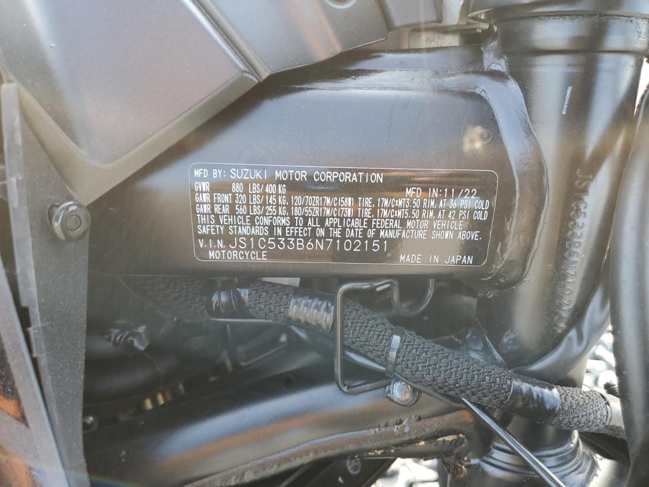 2022 Suzuki Gsx-S750 M VIN: JS1C533B6N7102151 Lot: 67374245