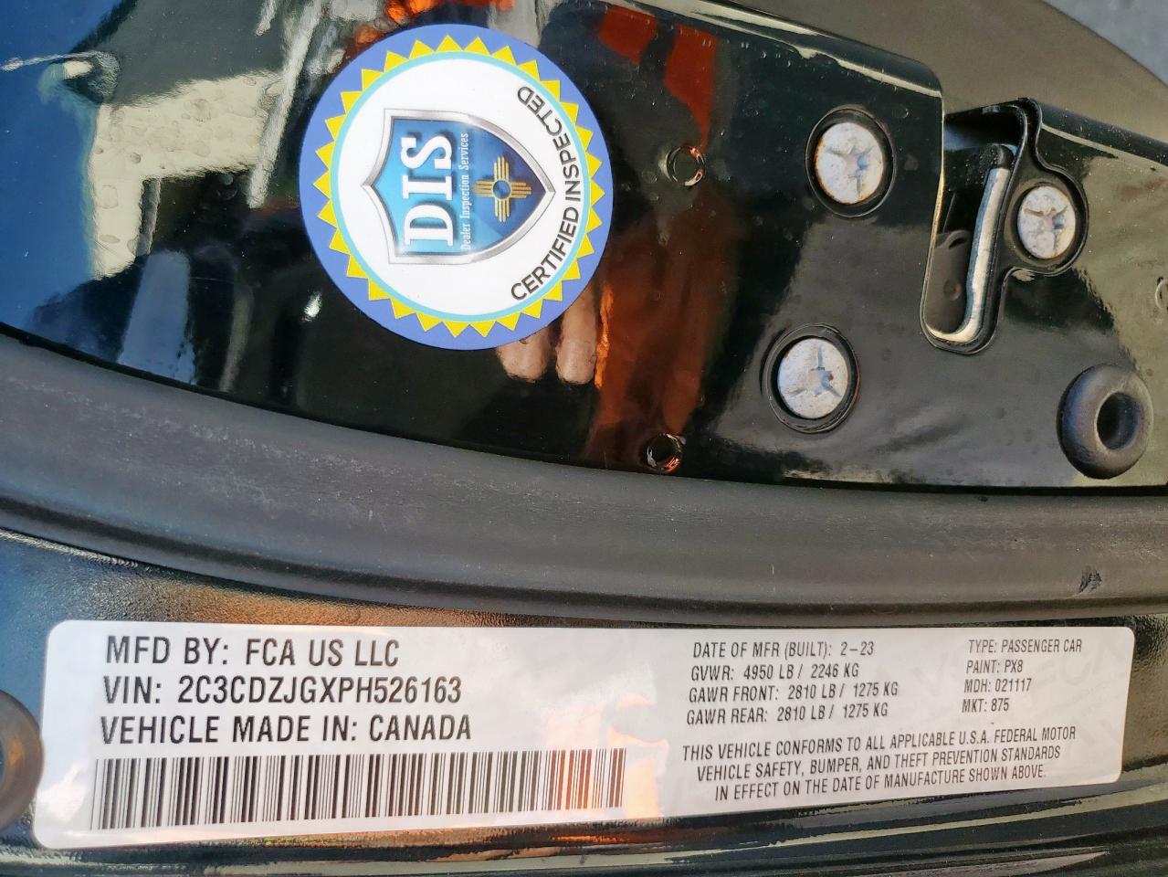 2023 Dodge Challenger Gt VIN: 2C3CDZJGXPH526163 Lot: 67638425