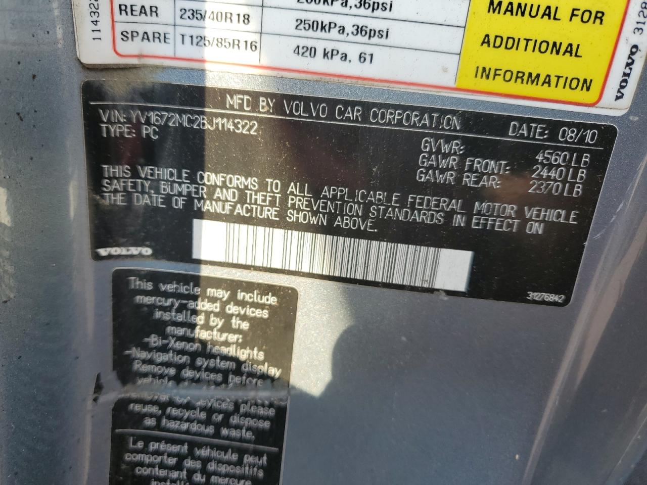 2011 Volvo C70 T5 VIN: YV1672MC2BJ114322 Lot: 67857615