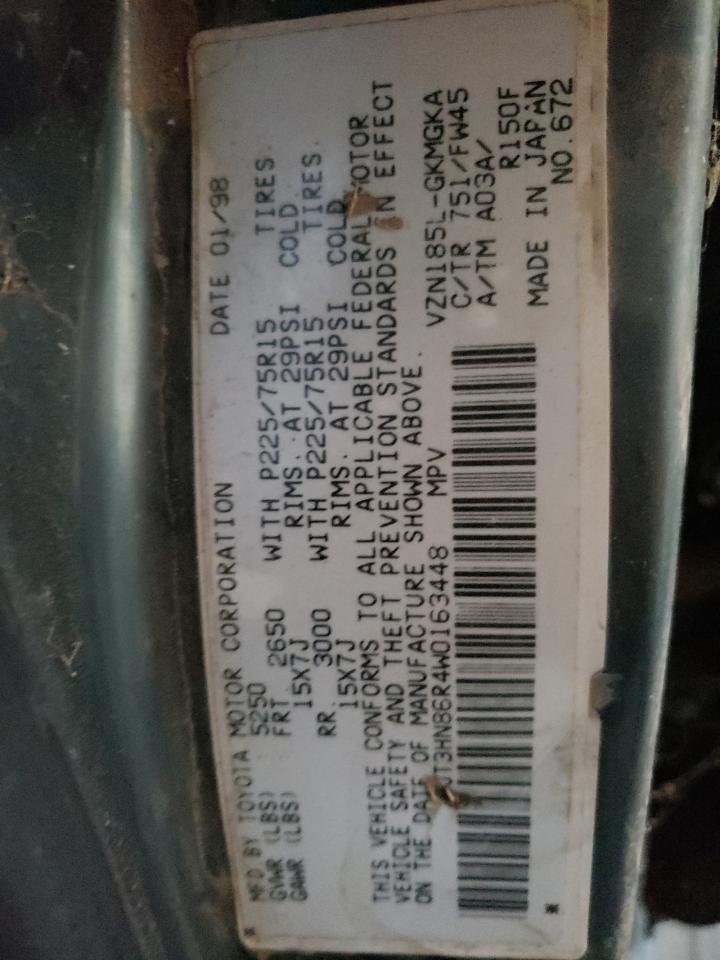 1998 Toyota 4Runner Sr5 VIN: JT3HN86R4W0163448 Lot: 70407885