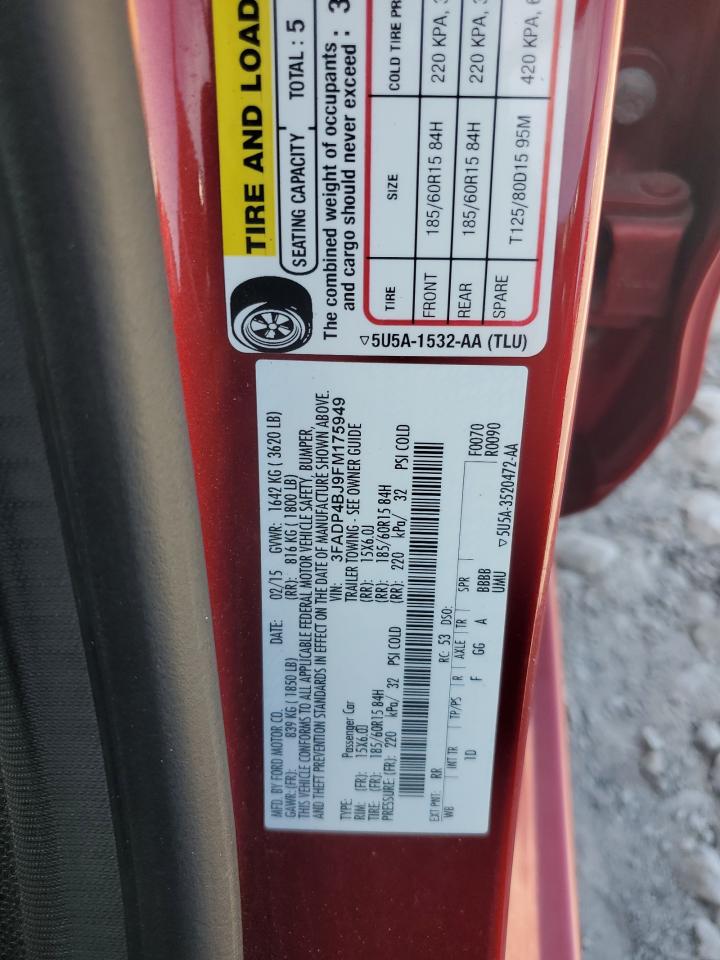 2015 Ford Fiesta Se VIN: 3FADP4BJ9FM175949 Lot: 70987335