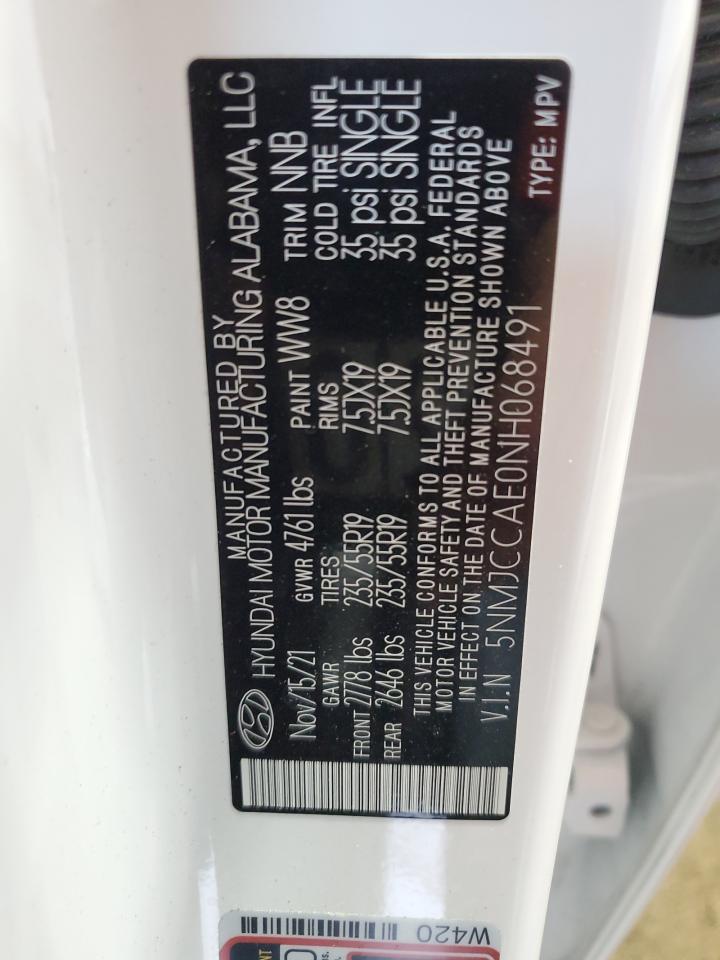 2022 Hyundai Tucson Sel VIN: 5NMJCCAE0NH068491 Lot: 66627065