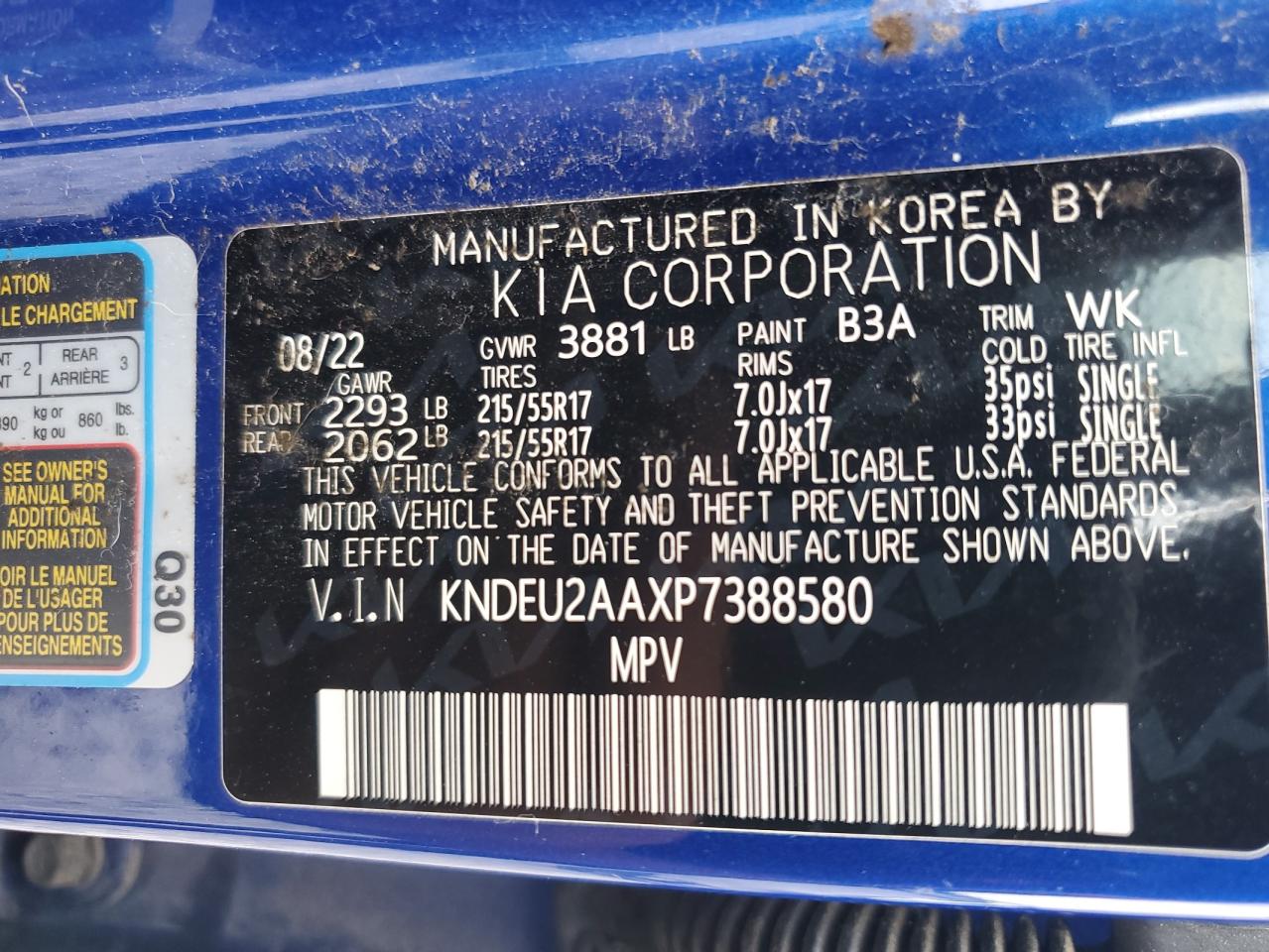 2023 Kia Seltos S VIN: KNDEU2AAXP7388580 Lot: 68860765