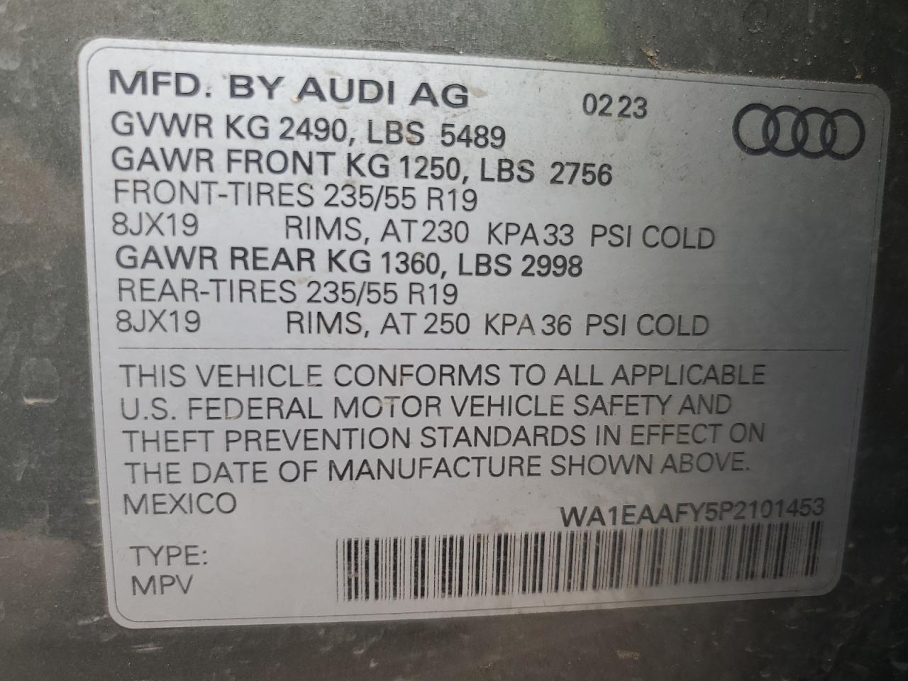 2023 Audi Q5 Premium Plus 45 VIN: WA1EAAFY5P2101453 Lot: 69975255