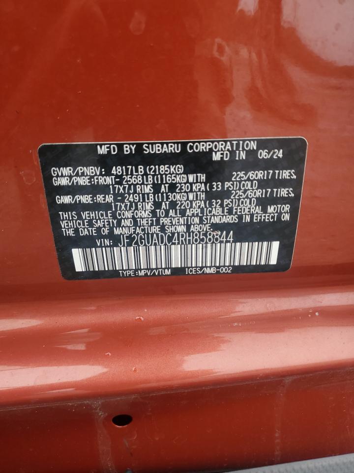 2024 Subaru Crosstrek Premium VIN: JF2GUADC4RH858844 Lot: 69737865