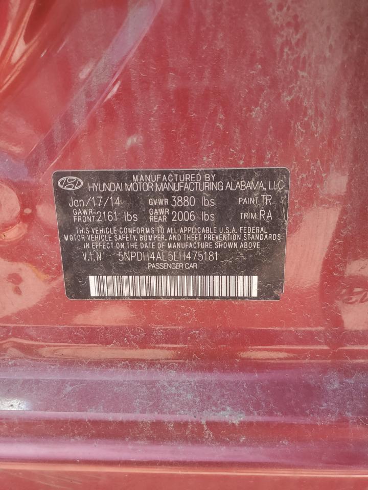 2014 Hyundai Elantra Se VIN: 5NPDH4AE5EH475181 Lot: 69444855