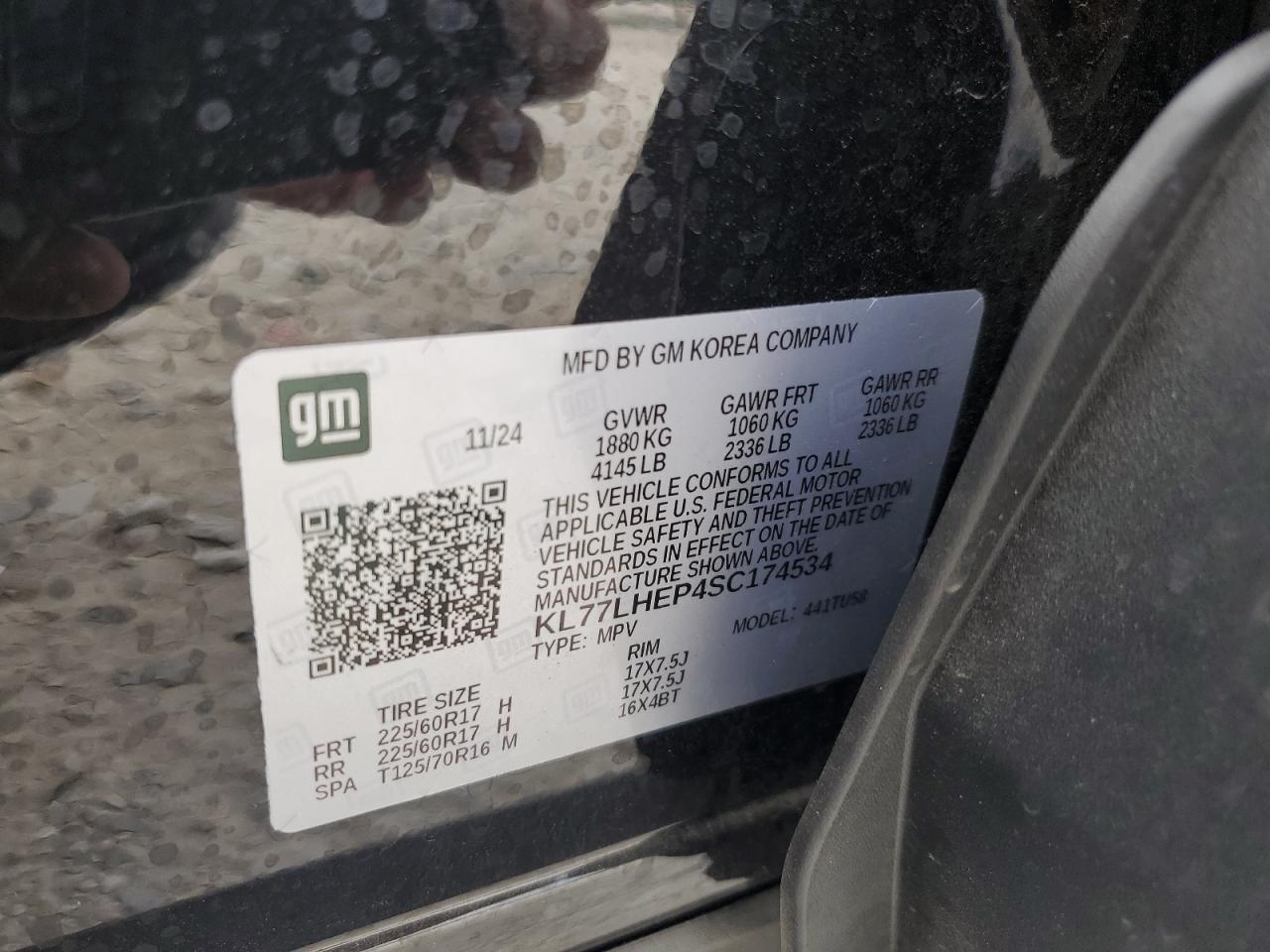 2025 Chevrolet Trax 1Lt VIN: KL77LHEP4SC174534 Lot: 68595685