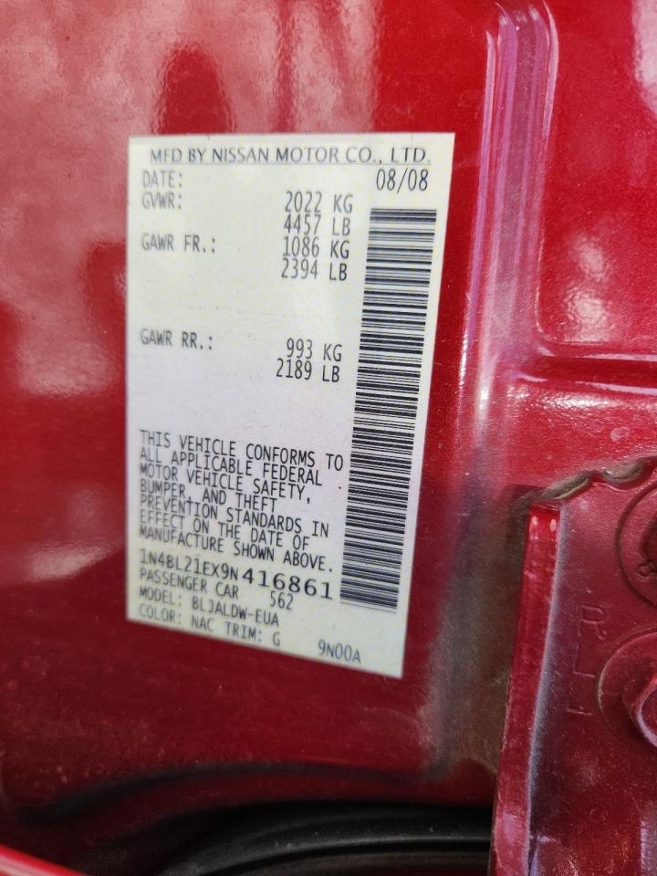 2009 Nissan Altima 3.5Se VIN: 1N4BL21EX9N416861 Lot: 68858425