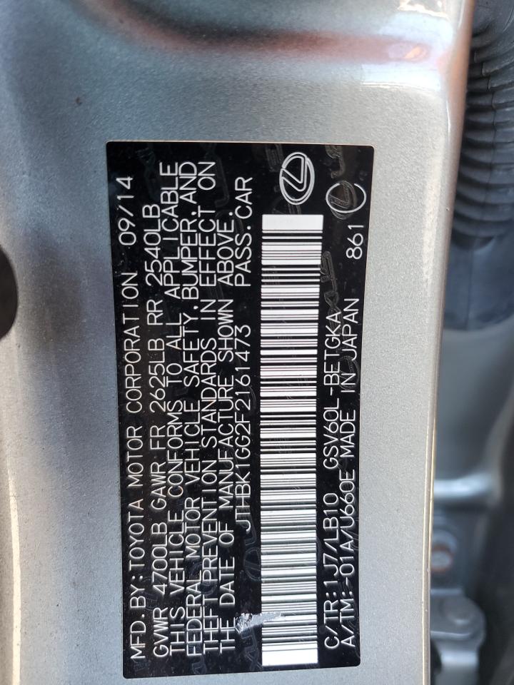 2015 Lexus Es 350 VIN: JTHBK1GG2F2161473 Lot: 70524695