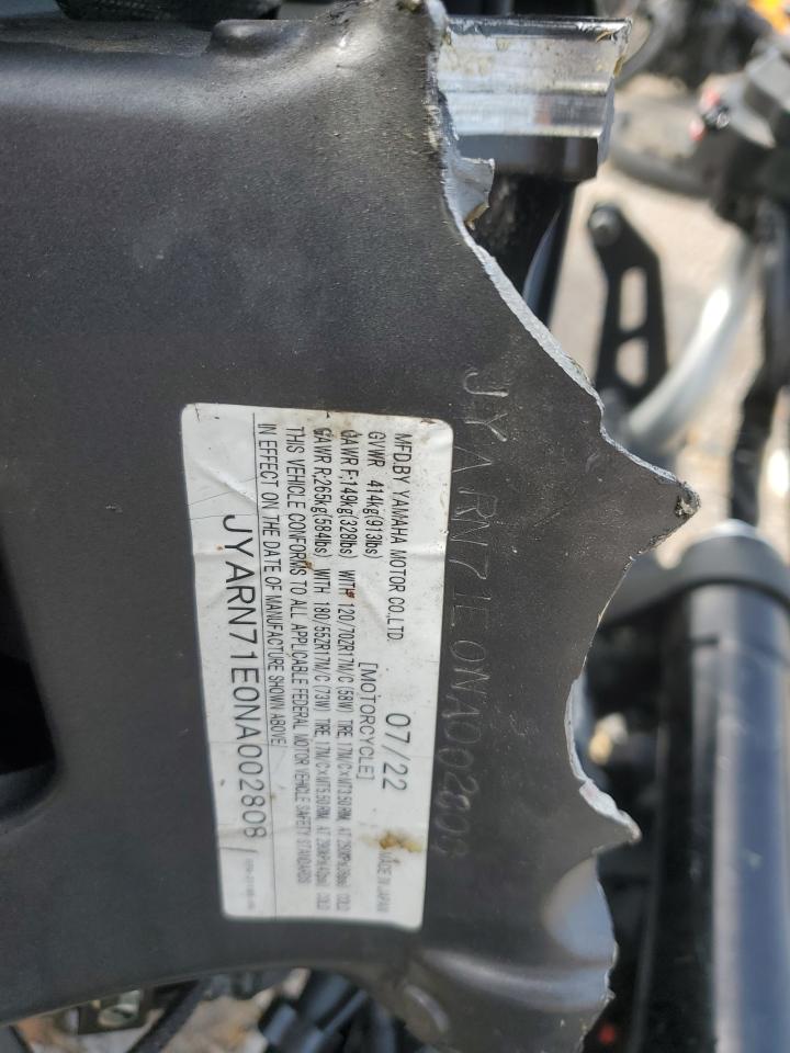 2022 Yamaha Mt09 VIN: JYARN71E0NA002808 Lot: 70279625