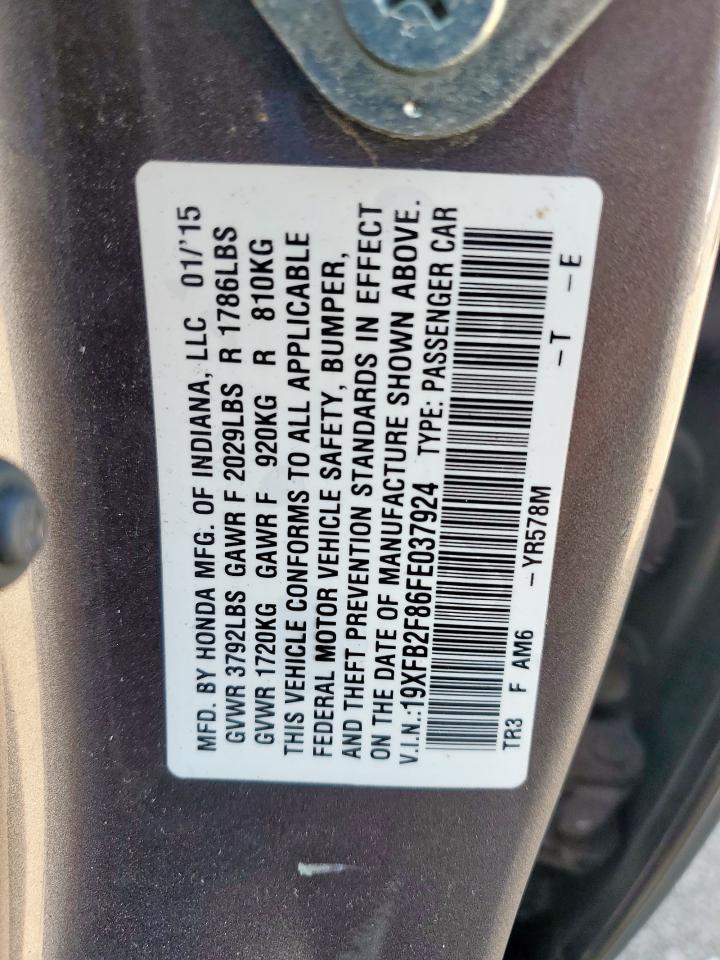 2015 Honda Civic Ex VIN: 19XFB2F86FE037924 Lot: 67679815