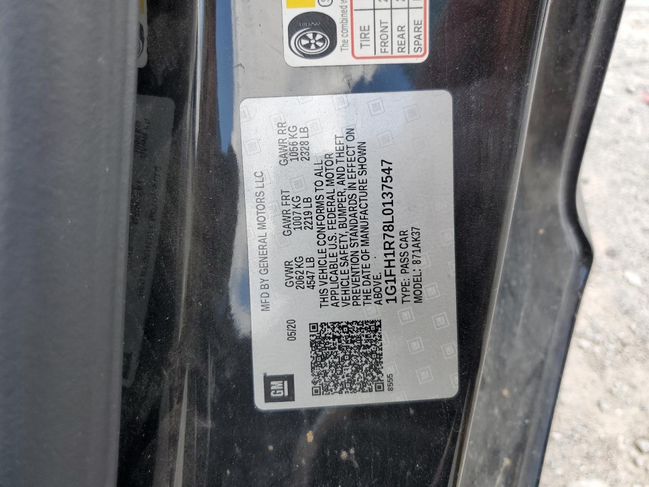 2020 Chevrolet Camaro Ss VIN: 1G1FH1R78L0137547 Lot: 67768885