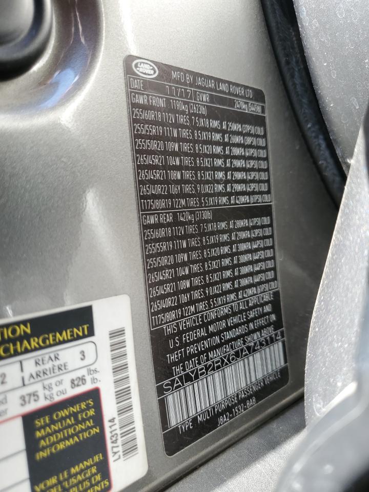 2018 Land Rover Range Rover Velar S VIN: SALYB2RX6JA743114 Lot: 69404335