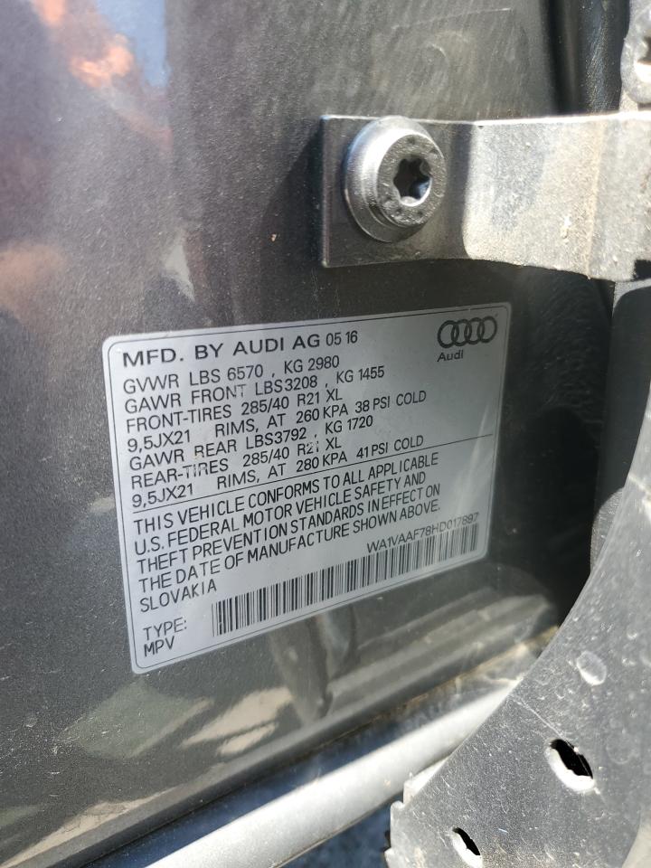 2017 Audi Q7 Prestige VIN: WA1VAAF78HD017897 Lot: 69124285