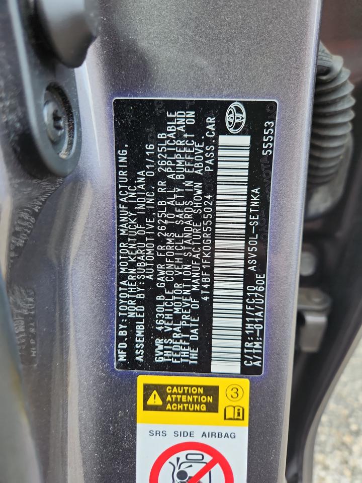 4T4BF1FK0GR555024 2016 Toyota Camry Le