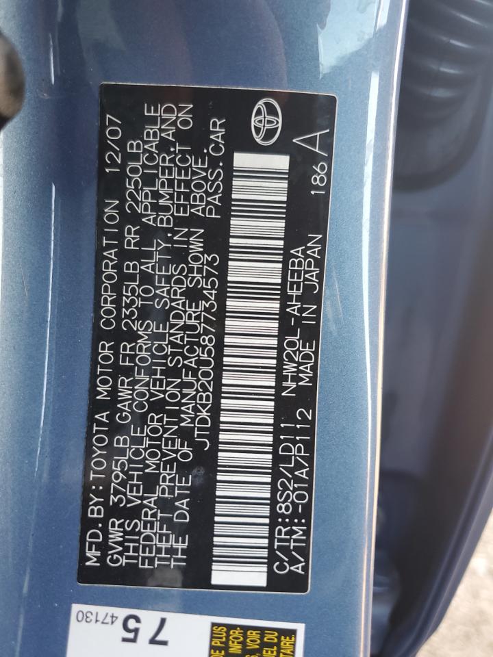 2008 Toyota Prius VIN: JTDKB20U587734573 Lot: 69850475