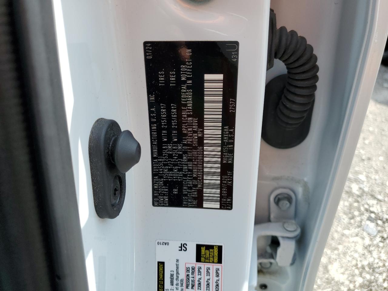 2024 Toyota Corolla Cross Le VIN: 7MUCAABG8RV086006 Lot: 68631915