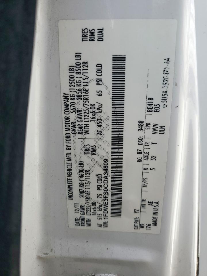 2012 Ford Econoline E350 Super Duty Cutaway Van VIN: 1FDWE3FS0CDA34809 Lot: 69235285