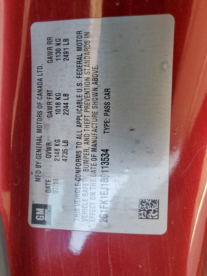 2011 Chevrolet Camaro 2Ss VIN: 2G1FK1EJ1B9113534 Lot: 67603405