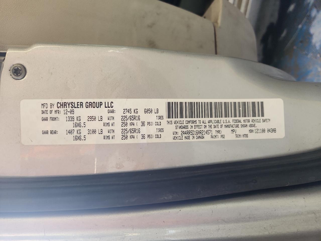 2010 Chrysler Town & Country Touring VIN: 2A4RR5D16AR214571 Lot: 70750955