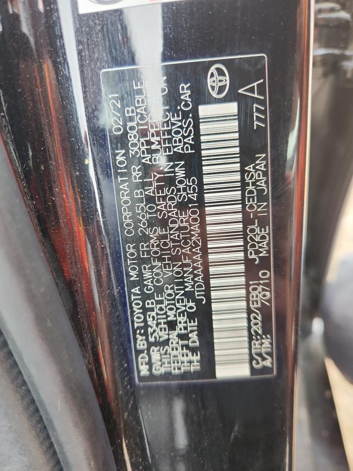 2021 Toyota Mirai Xle VIN: JTDAAAAA2MA001455 Lot: 70837105