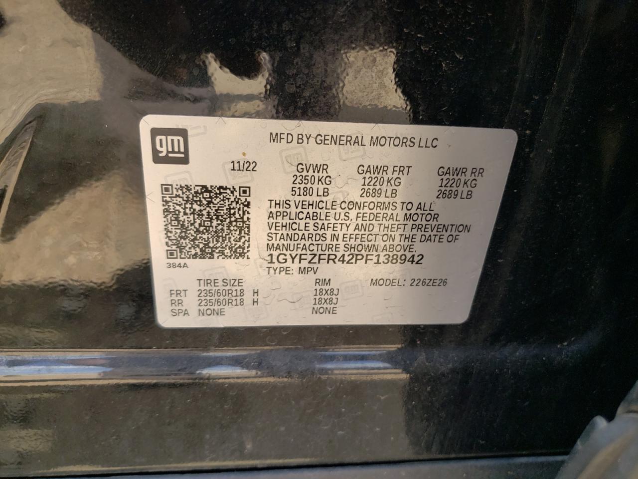 2023 Cadillac Xt4 Sport VIN: 1GYFZFR42PF138942 Lot: 68817875