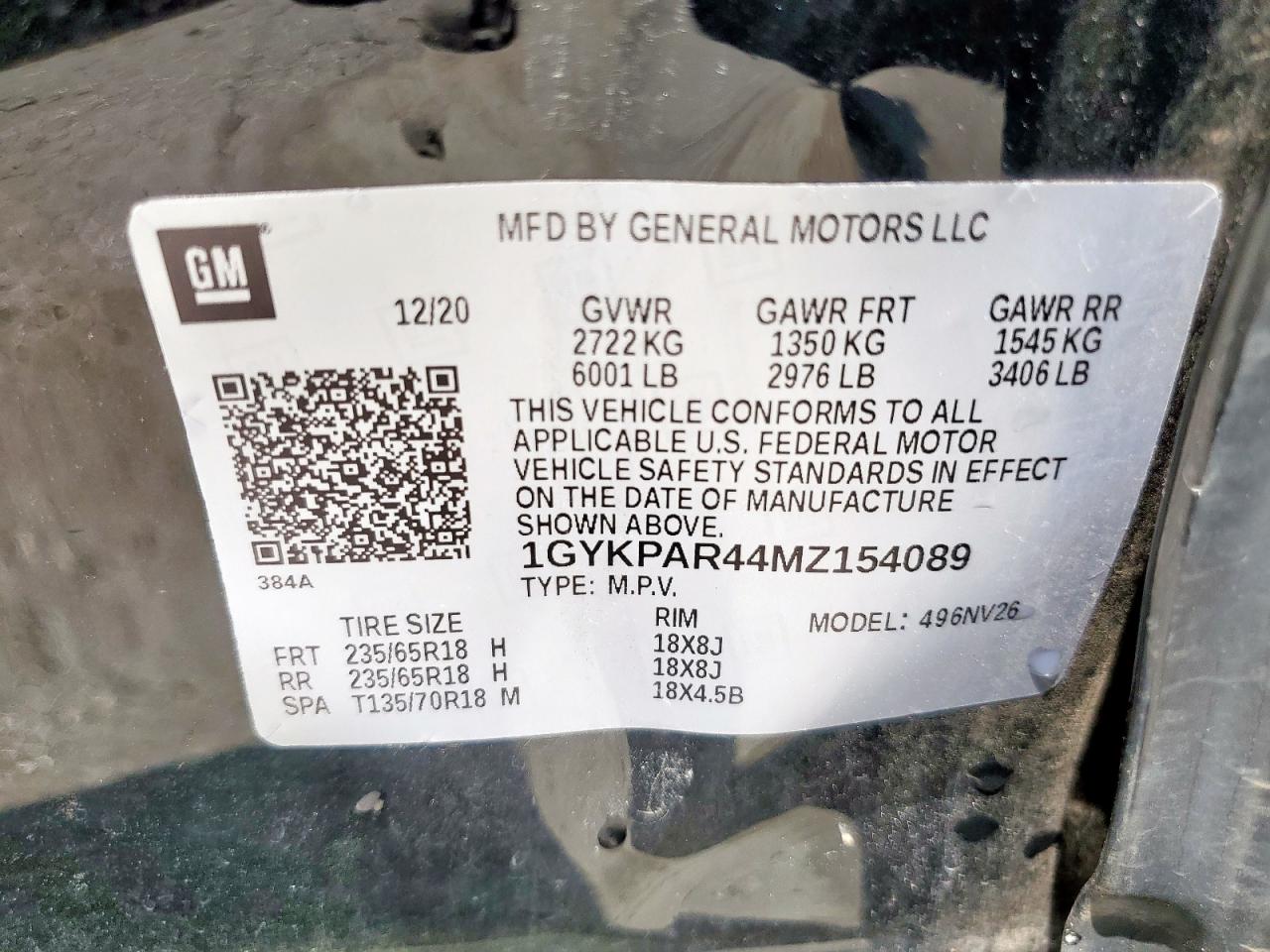 2021 Cadillac Xt6 Luxury VIN: 1GYKPAR44MZ154089 Lot: 68694565