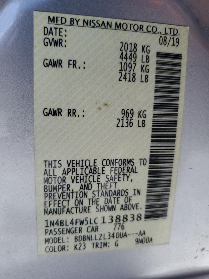 2020 Nissan Altima Platinum VIN: 1N4BL4FW5LC138838 Lot: 68177575